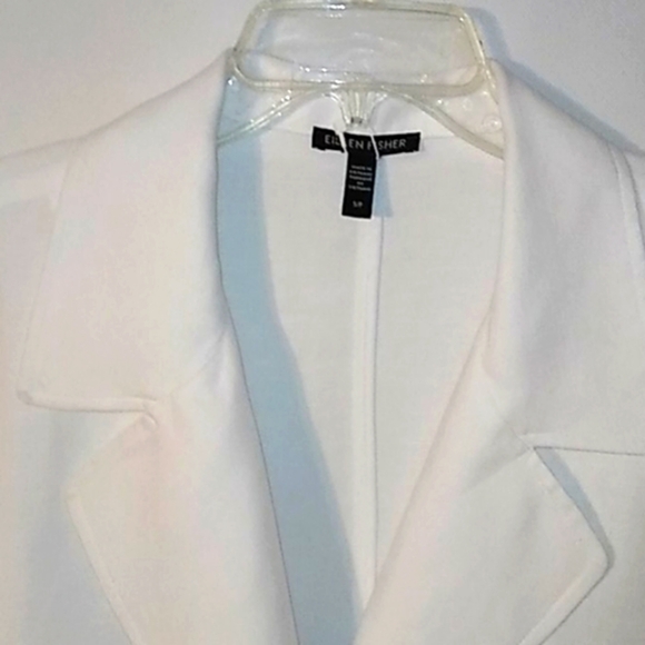 EILEEN FISHER Jacket Organic Slub Tencel Loose Fit White POCKETS Luxury - Picture 3 of 9